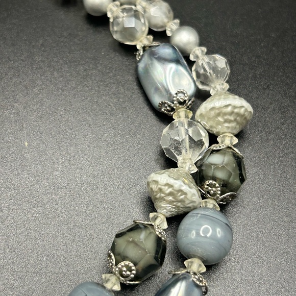 Vintage Vendome double strand necklace #E412 gray silver tone - Picture 5 of 11